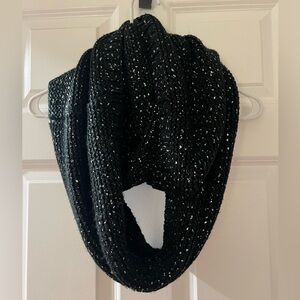 Chic Black Sparkle Knit Infinity Scarf